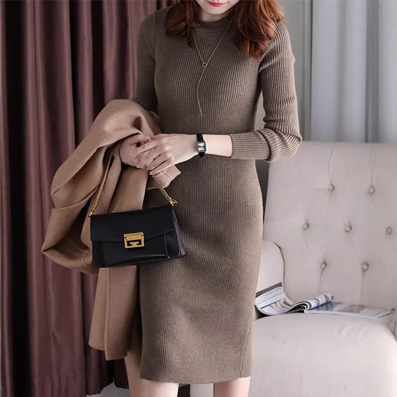 Long-sleeve black dress 2023 Korean Style - Image 3