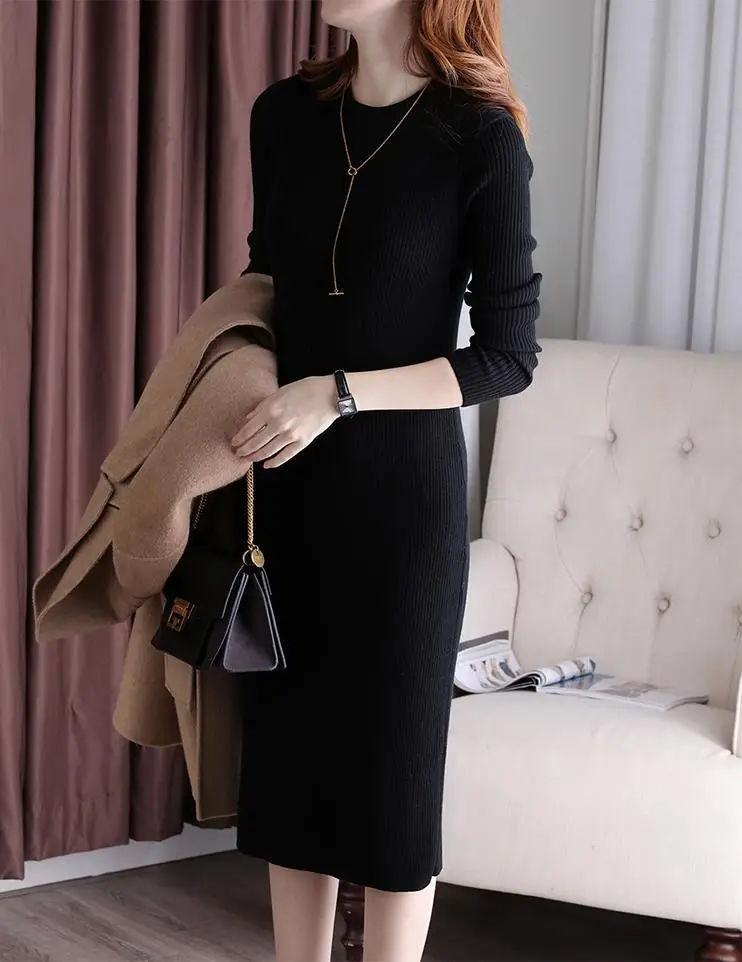Long-sleeve black dress 2023 Korean Style — feature 7