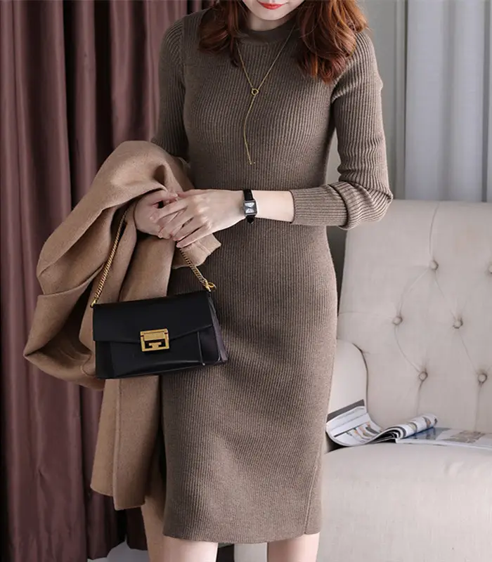 Long-sleeve black dress 2023 Korean Style - Image 2