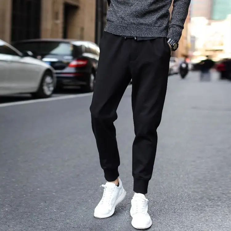 Men Black Velvet Padded Sweatpants Harlan Winter Casual - Image 6
