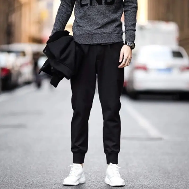 Men Black Velvet Padded Sweatpants Harlan Winter Casual - Image 7