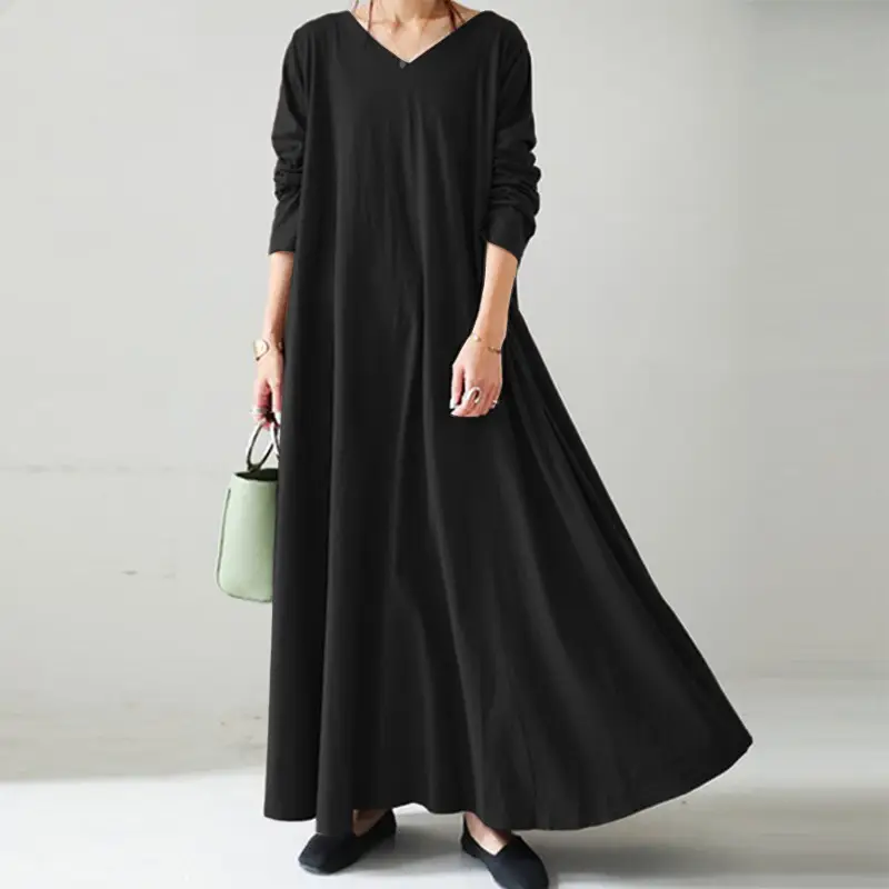 Spot high-end 2020 Autumn Harajuku Street hipster women's collage long sleeve V-neck dress agent to join - Image 4