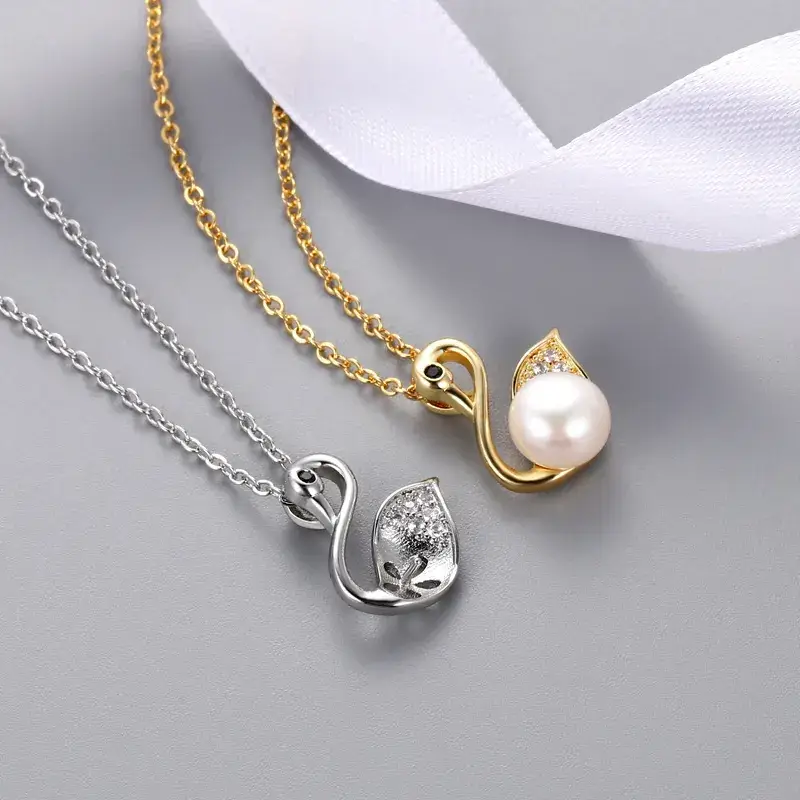 Korean Swallow Pearl Pendant Gold Chain - Image 8