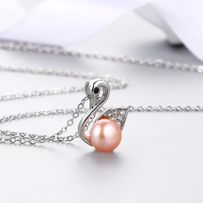 Korean Swallow Pearl Pendant Gold Chain - Image 10