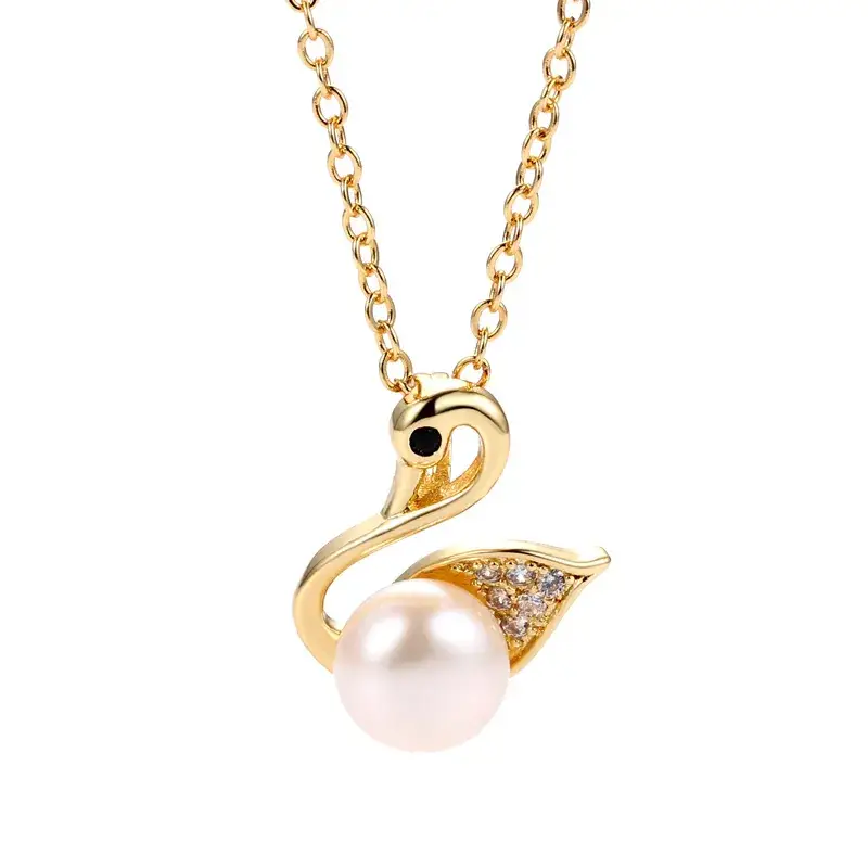 Korean Swallow Pearl Pendant Gold Chain - Image 11