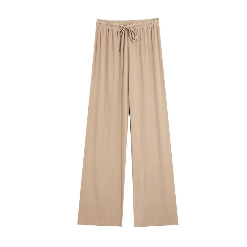 Wide Leg Ice Silk Pants Drawstring Elastic Summer Casual - Image 12