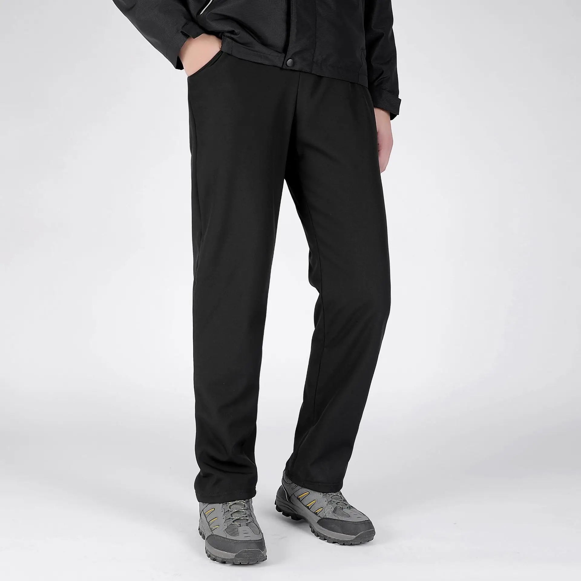 Men Fleece Joggers Drawstring Waist Beige Black