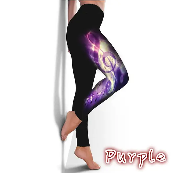European American High Waist Butterfly Note Leggings Black Large — feature 4