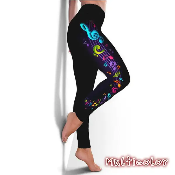 European American High Waist Butterfly Note Leggings Black Large — feature 5