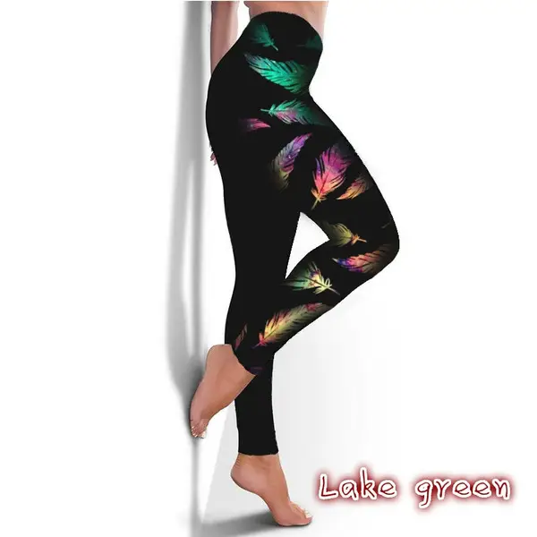 European American High Waist Butterfly Note Leggings Black Large — feature 6
