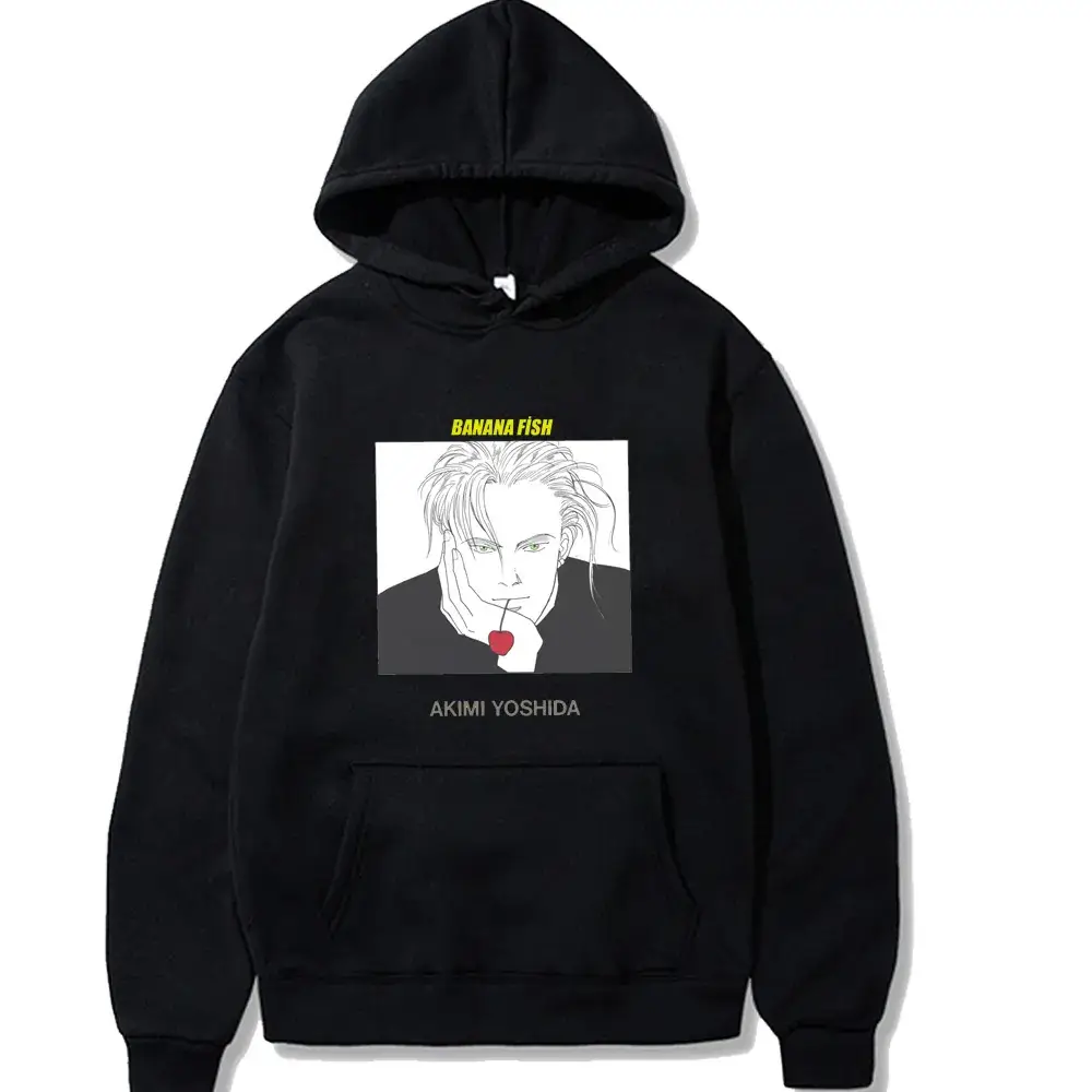 Men Black Cross Border Banana Fish Print Hoodie - Image 14