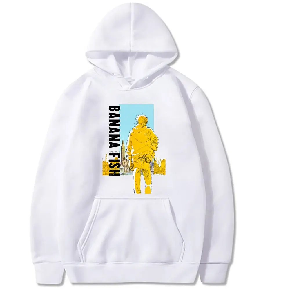 Men Black Cross Border Banana Fish Print Hoodie - Image 6