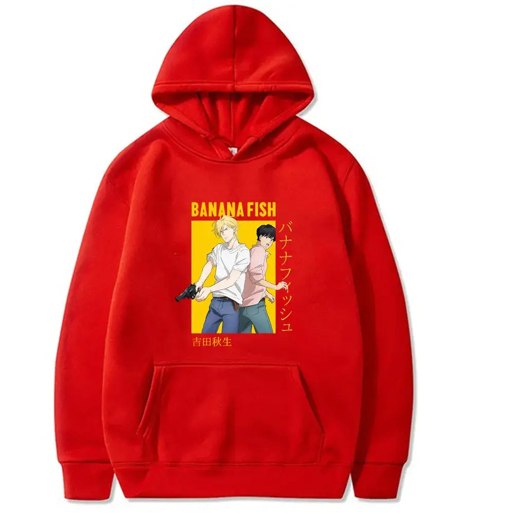 Men Black Cross Border Banana Fish Print Hoodie - Image 2