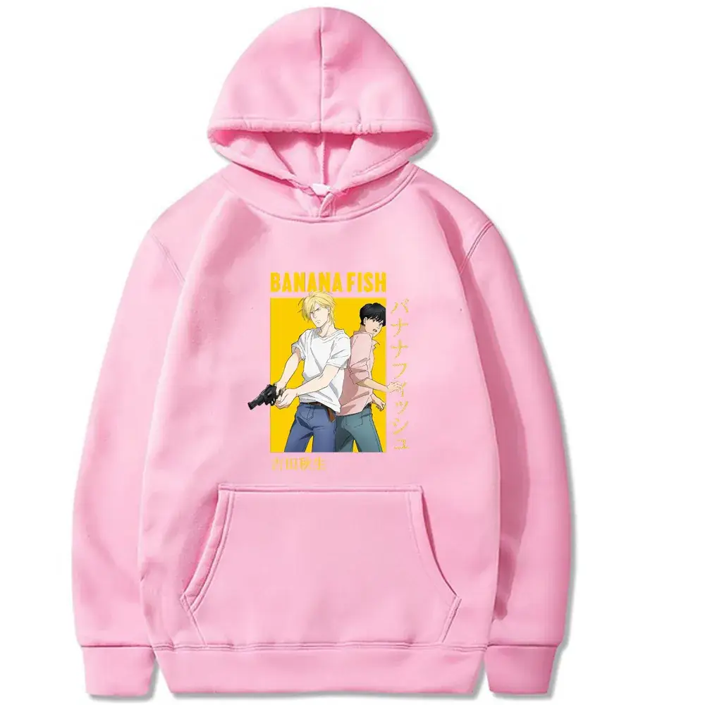 Men Black Cross Border Banana Fish Print Hoodie - Image 5