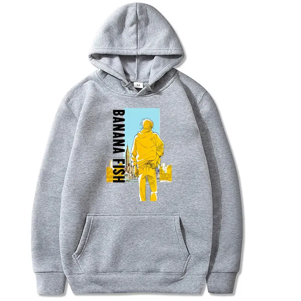 Men Black Cross Border Banana Fish Print Hoodie - Image 8