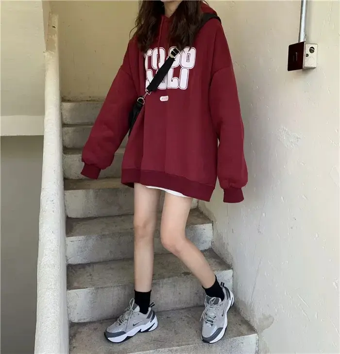 Women's Maroon Fleece Hoodie Loose Fit 2020 — feature 20
