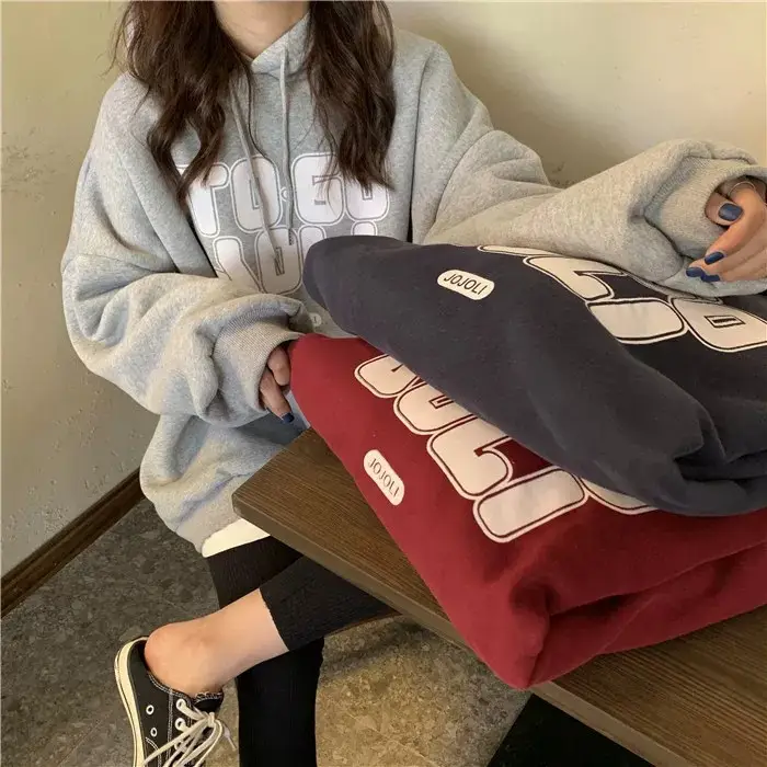 Women's Maroon Fleece Hoodie Loose Fit 2020 — feature 3