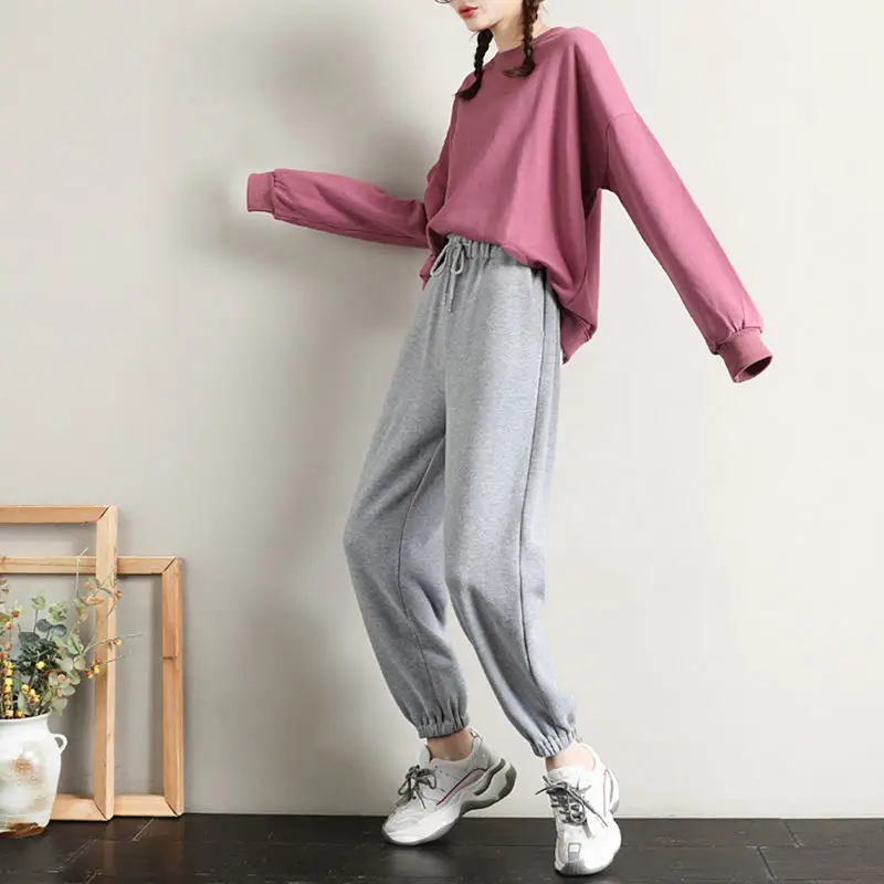 Couple Fleece Lining Jogger Pants Pink Grey - Image 4