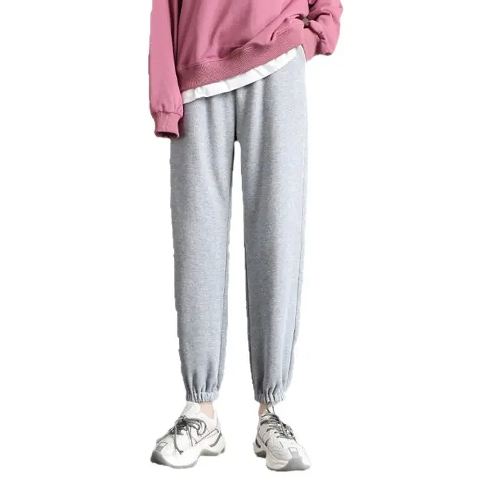 Couple Fleece Lining Jogger Pants Pink Grey - Image 5