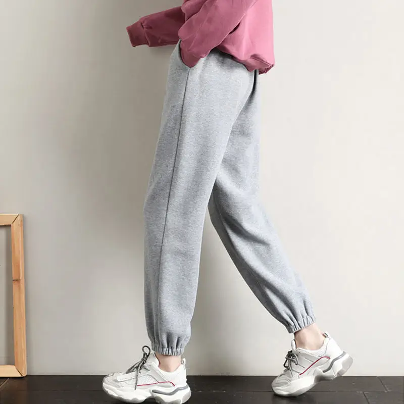 Couple Fleece Lining Jogger Pants Pink Grey — feature 11