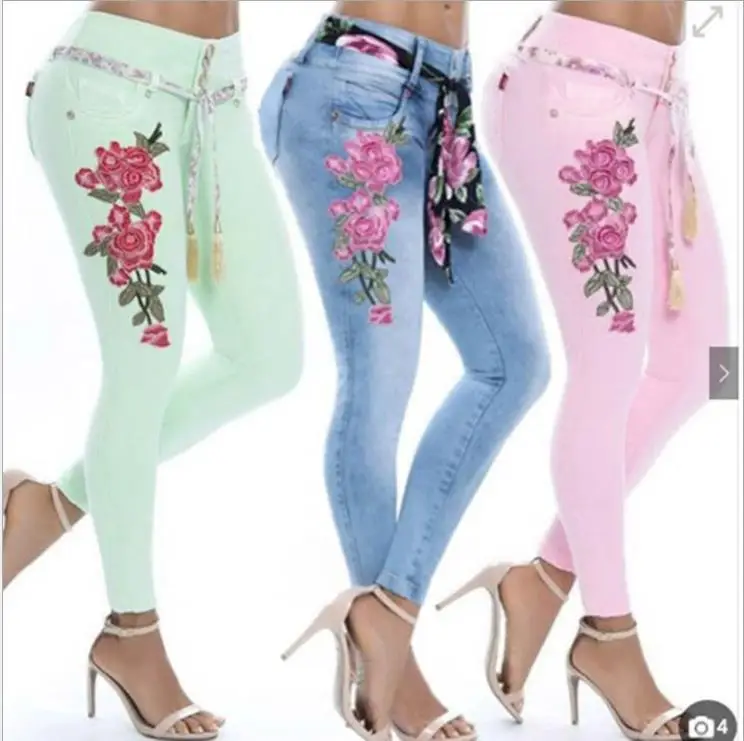 Women Embroidered Jeans 2X5XL European American Winter Fat Butt Large - Image 4