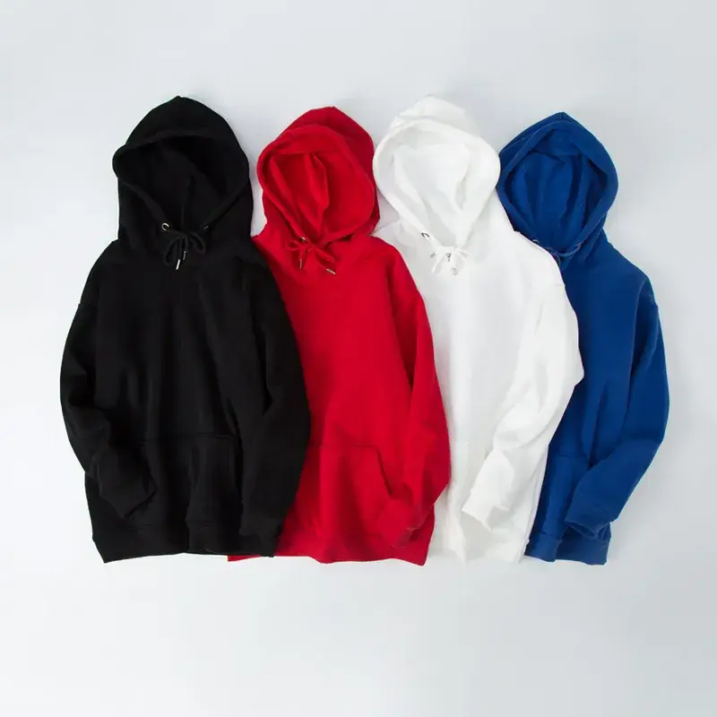 Men White Hooded Pullover Sweater with Pocket - Image 8