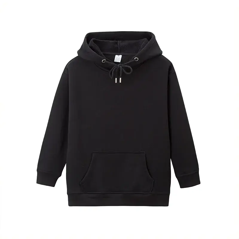 Men White Hooded Pullover Sweater with Pocket - Image 2