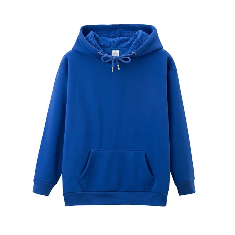 Men White Hooded Pullover Sweater with Pocket - Image 3
