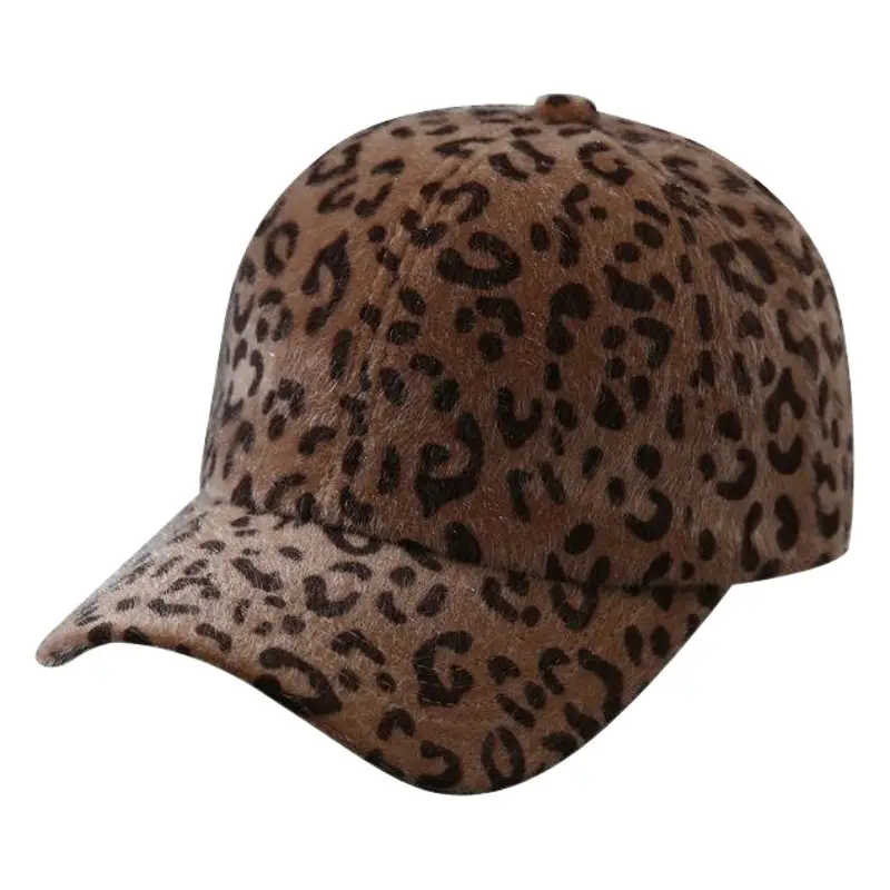 Women Leopard Print Velvet Cap Autumn Winter