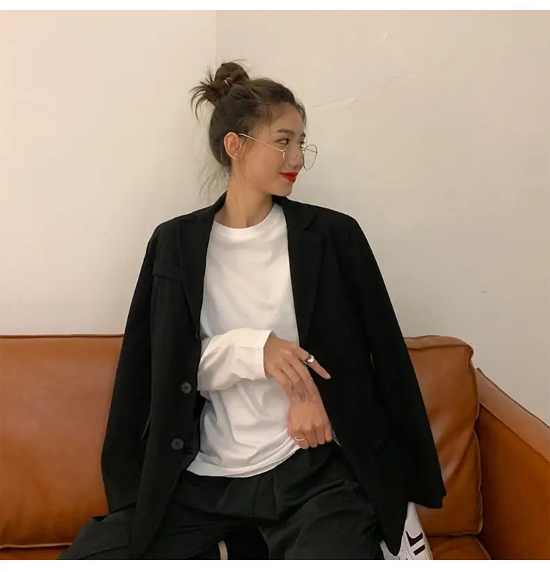 Women's White Long Sleeve T-Shirt with Navy Straps — feature 13