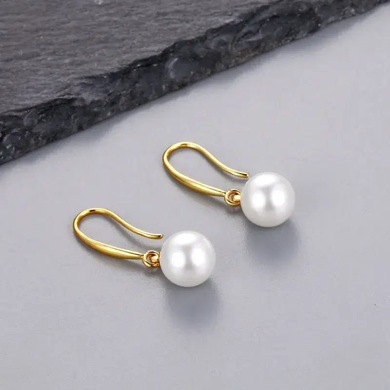 Gold Pearl Dangle Earrings for Women - Image 5