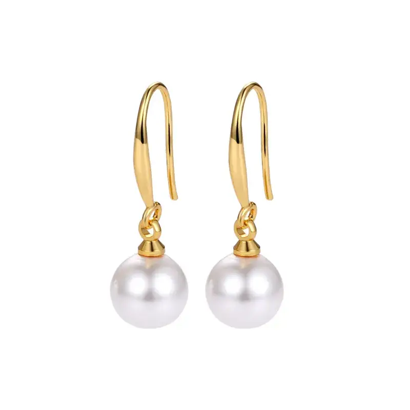 Gold Pearl Dangle Earrings for Women - Image 7