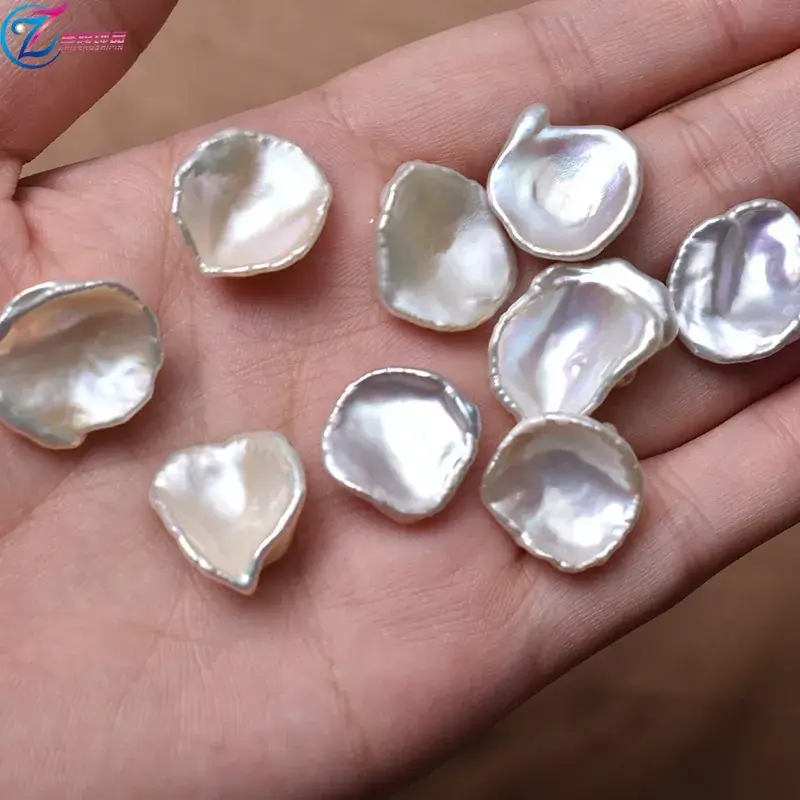 Natural Freshwater Pearl Baroque Earrings Large Petal - Image 3
