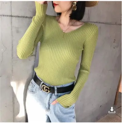 Women V-Neck Knitted V-Pullover Slim Fit - Image 10