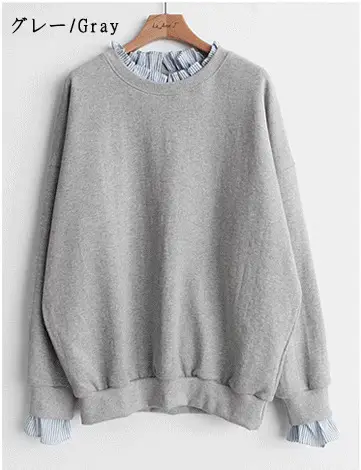 Women Loose Long Sleeve Sweater White Striped Patchwork Coat Top - Image 2