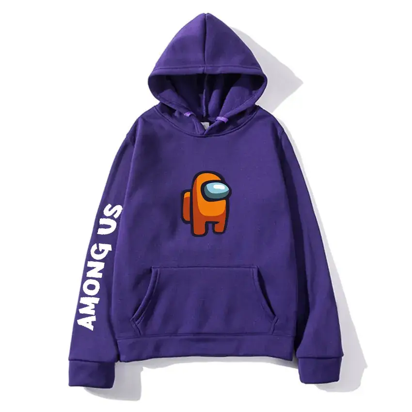 Among Us Printed Hoodie Grey Long Sleeve Winter Hooded Sweatshirt - Image 16