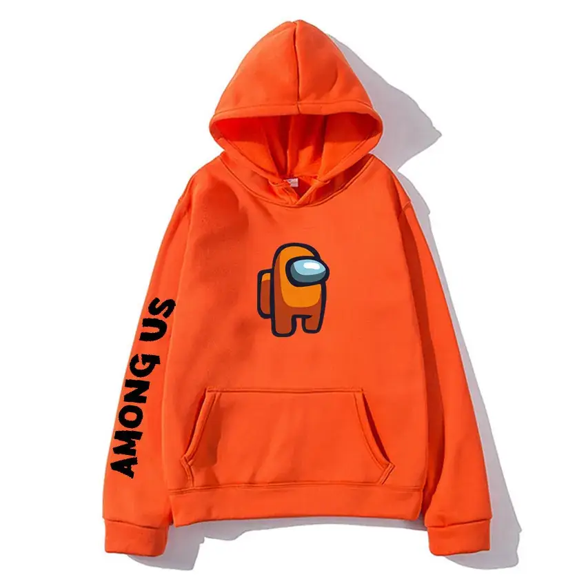 Among Us Printed Hoodie Grey Long Sleeve Winter Hooded Sweatshirt - Image 4