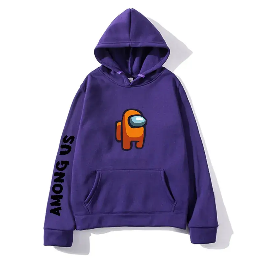 Among Us Printed Hoodie Grey Long Sleeve Winter Hooded Sweatshirt - Image 5