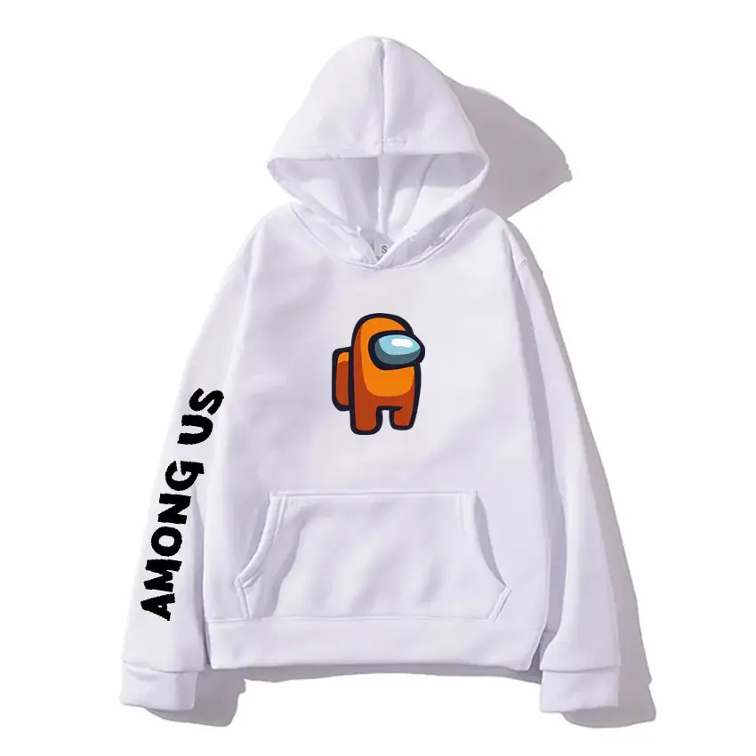 Among Us Printed Hoodie Grey Long Sleeve Winter Hooded Sweatshirt - Image 9