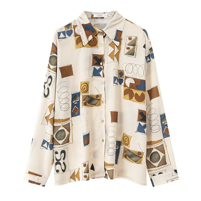 Women Retro Printed Loose Long Sleeve Shirt 2022 - Image 5