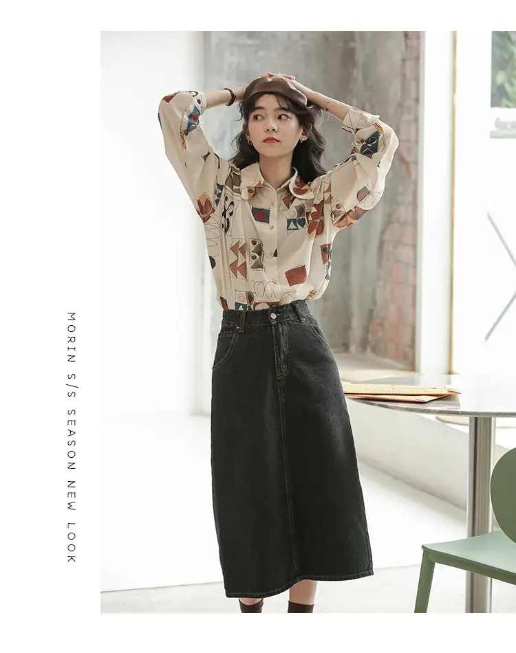 Women Retro Printed Loose Long Sleeve Shirt 2022 — feature 8