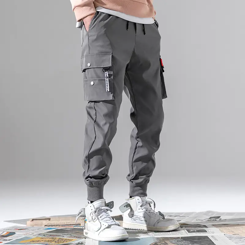 Men Winter Fleece Cargo Pants Black Slim Fit - Image 13