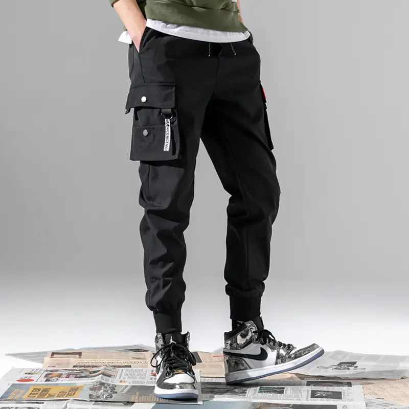 Men Winter Fleece Cargo Pants Black Slim Fit - Image 14