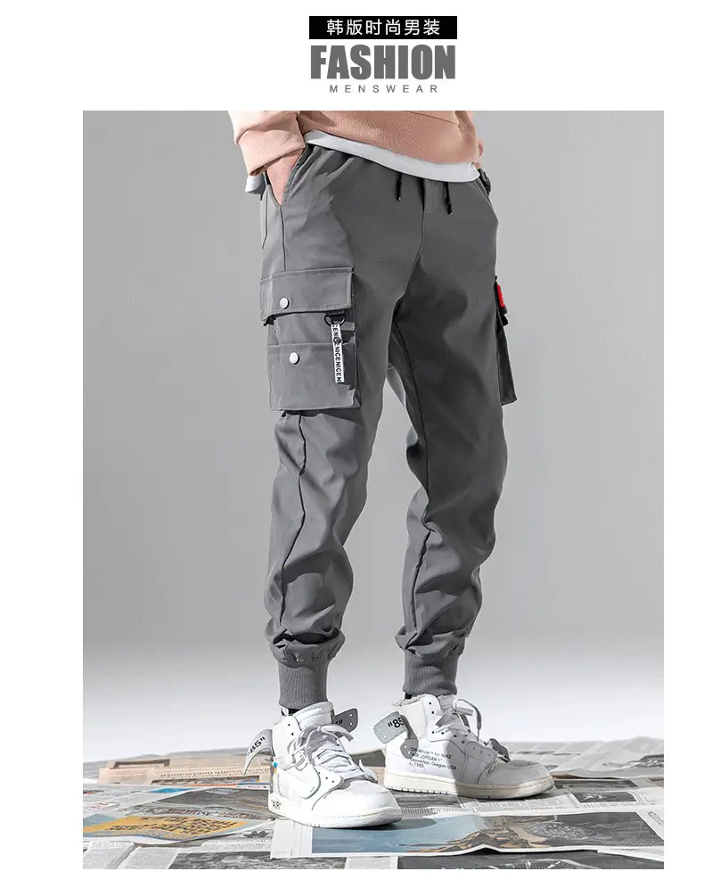 Men Winter Fleece Cargo Pants Black Slim Fit — feature 10
