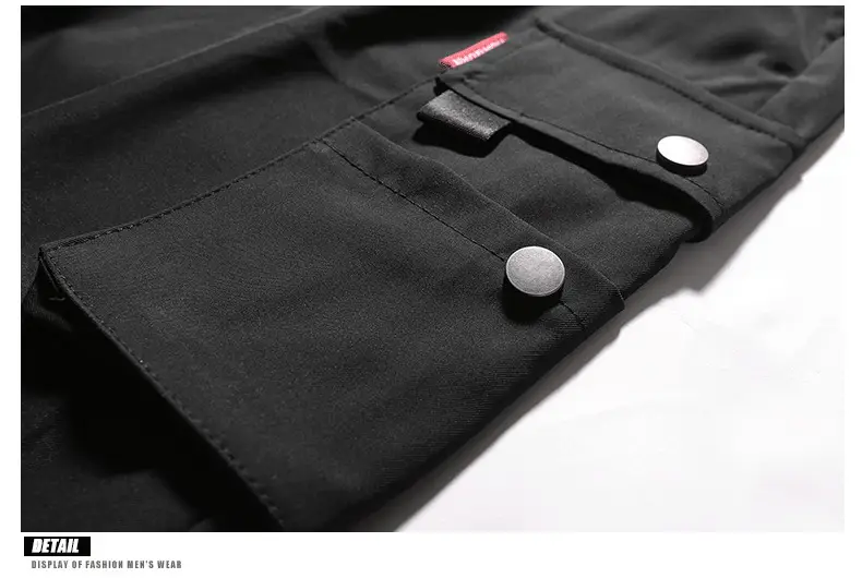 Men Winter Fleece Cargo Pants Black Slim Fit — feature 14