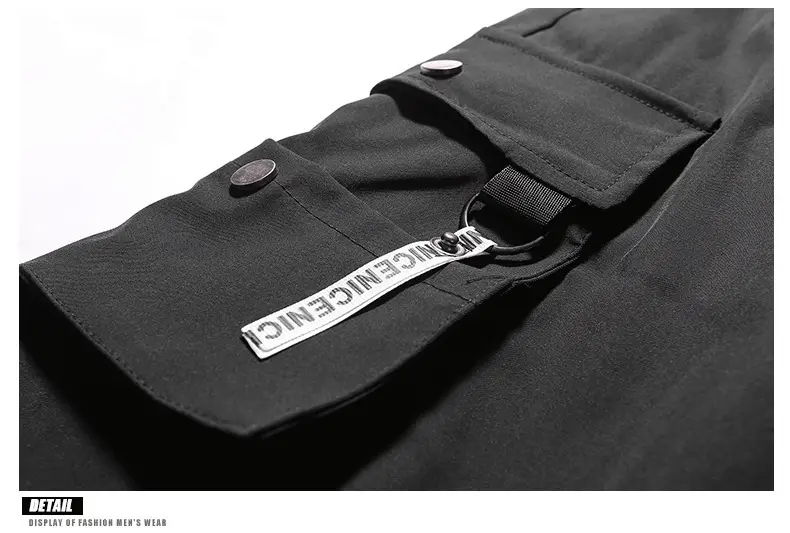 Men Winter Fleece Cargo Pants Black Slim Fit — feature 15