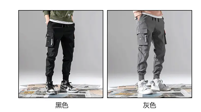 Men Winter Fleece Cargo Pants Black Slim Fit — feature 2