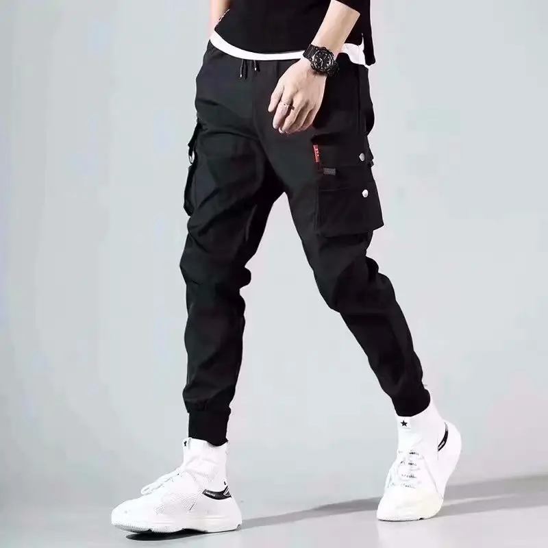 Men Winter Fleece Cargo Pants Black Slim Fit - Image 5