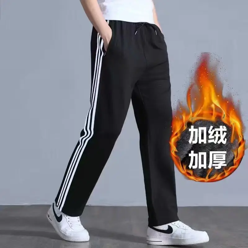 Men Winter Fleece Cargo Pants Black Slim Fit - Image 8