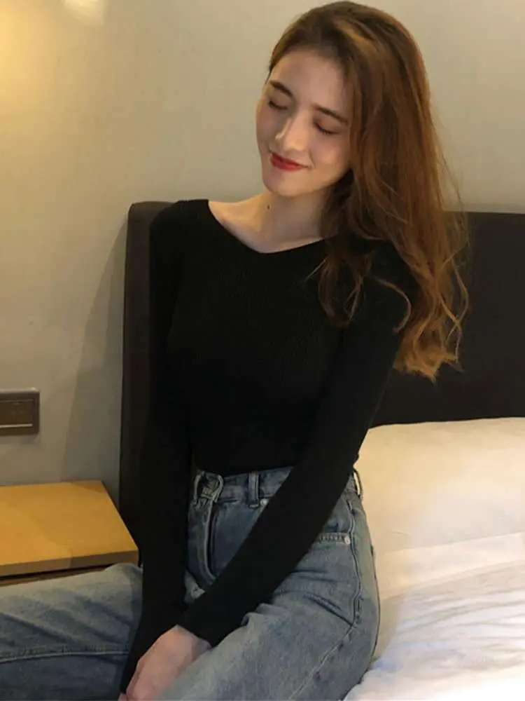2020 Korean Style Long Sleeve Knitted Top V-Neck Women — feature 5